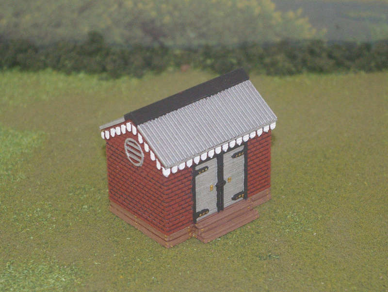 1:87 Scale - Storage Shed - Brick - Wood Base