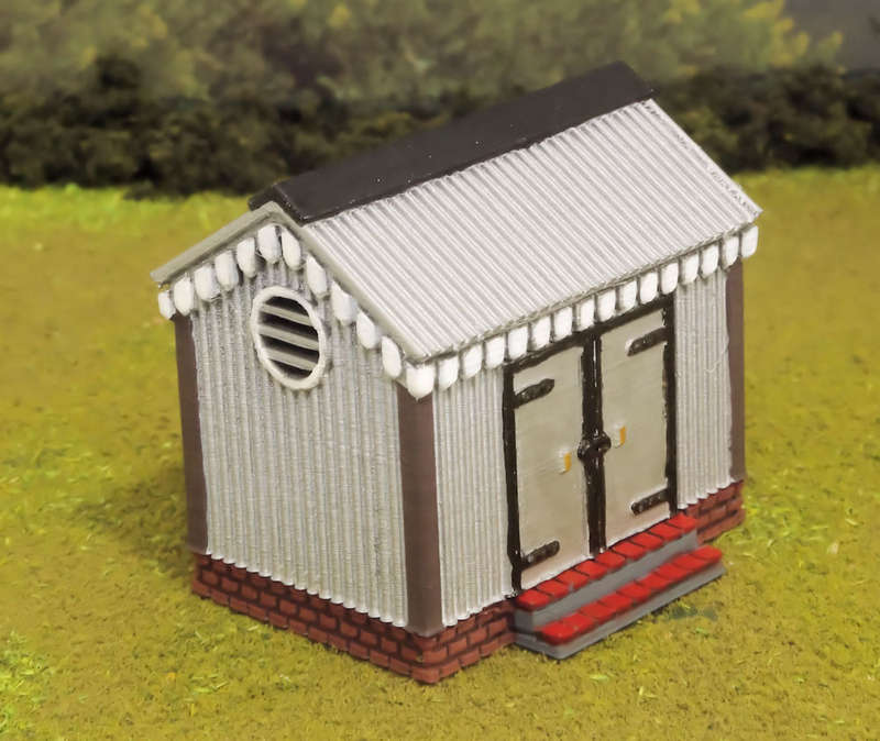 1:87 Scale - Storage Shed - Corrugated Iron - Brick Base