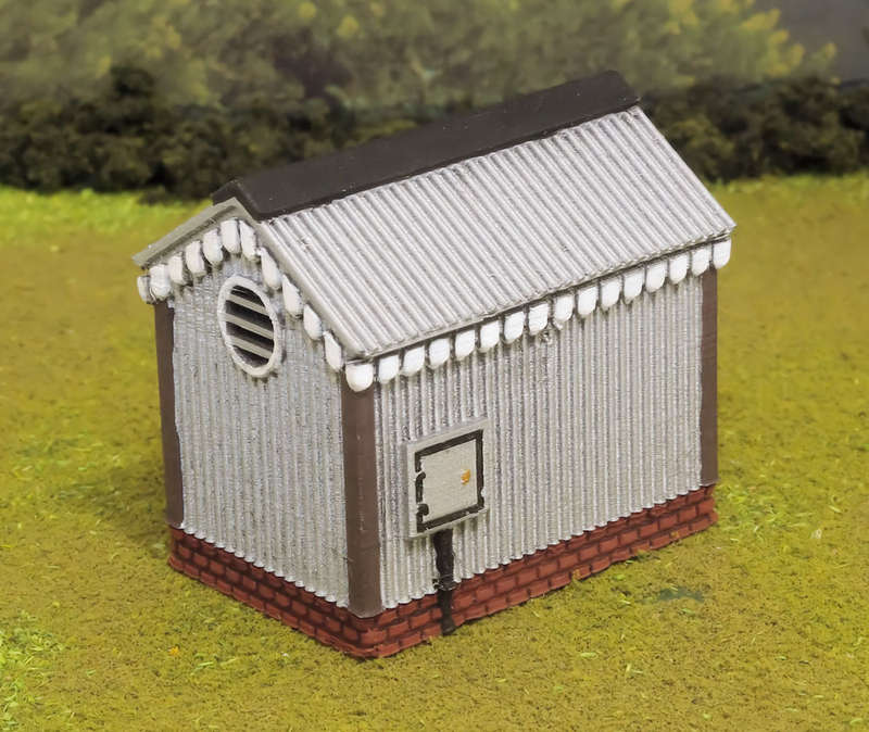1:87 Scale - Storage Shed - Corrugated Iron - Brick Base