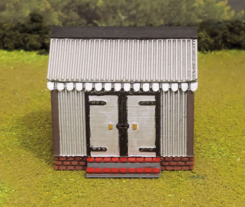 1:87 Scale - Storage Shed - Corrugated Iron - Brick Base