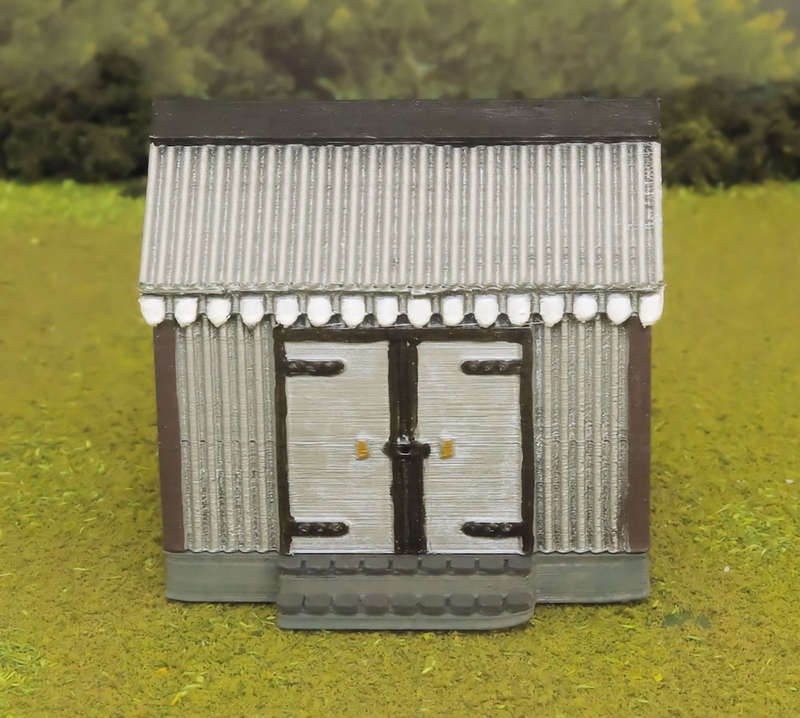 1:87 Scale - Storage Shed - Corrugated Iron - Plain Base