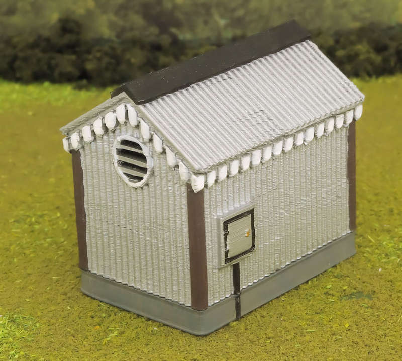 1:87 Scale - Storage Shed - Corrugated Iron - Plain Base