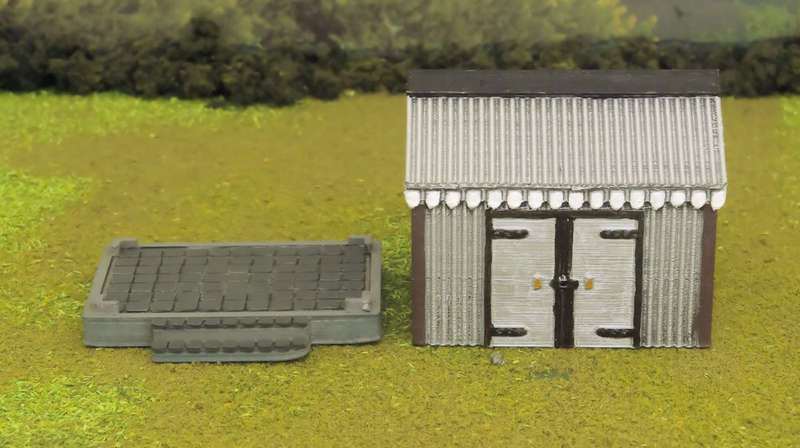 1:87 Scale - Storage Shed - Corrugated Iron - Plain Base