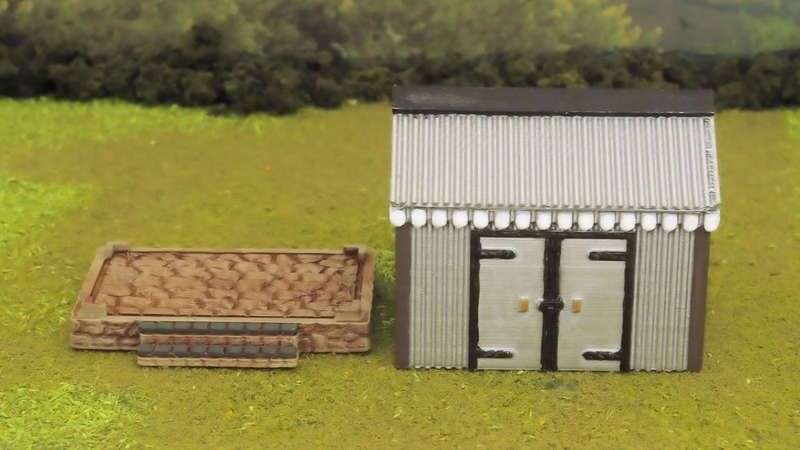1:87 Scale - Storage Shed - Corrugated Iron - Stone Base