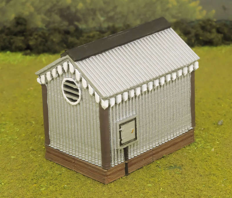 1:87 Scale - Storage Shed - Corrugated Iron - Wood Base