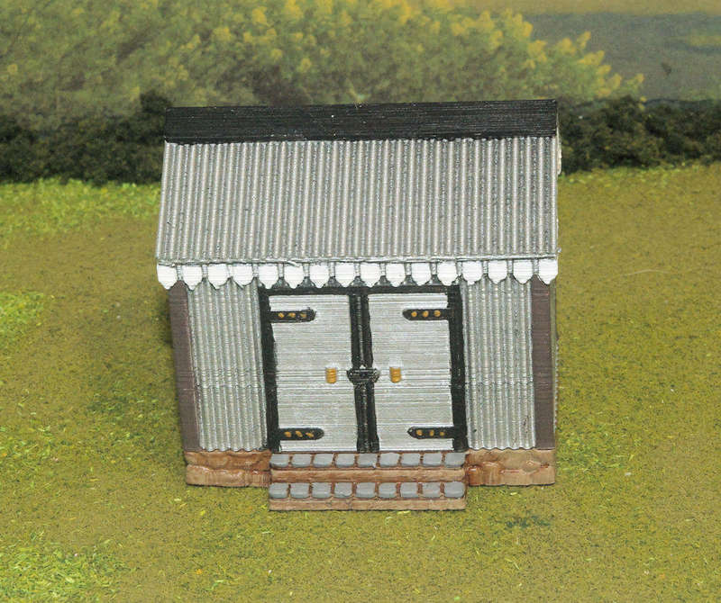 1:56 Scale - Storage Shed - Corrugated Iron - Stone Base