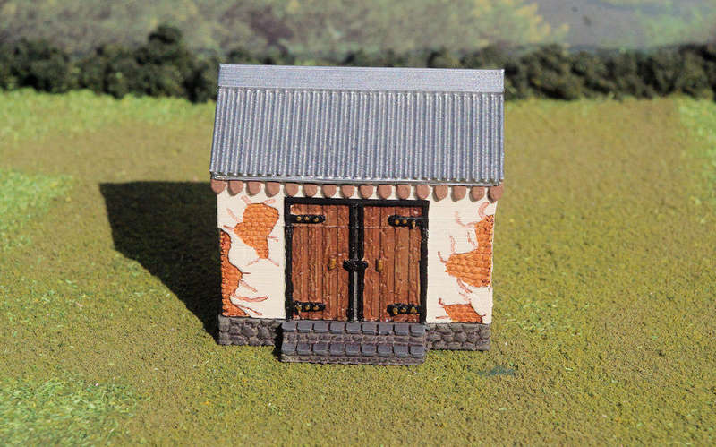 1/56 (28mm) Scale - Dilapidated Storage Shed - Stone Base