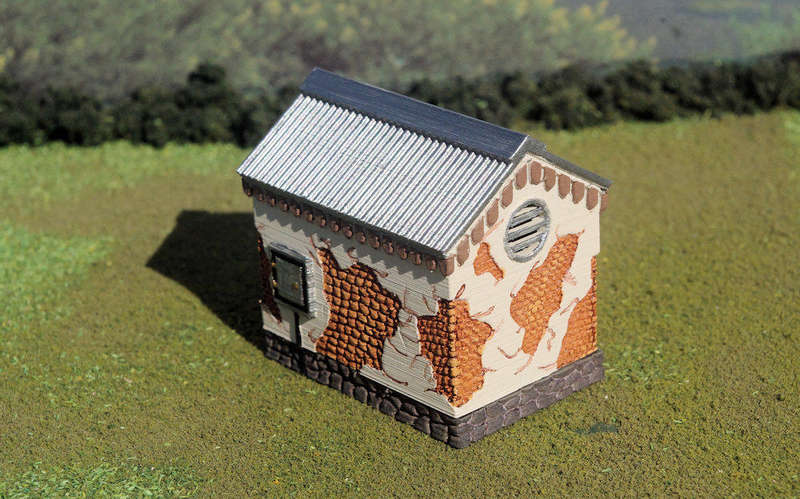 1/56 (28mm) Scale - Dilapidated Storage Shed - Stone Base