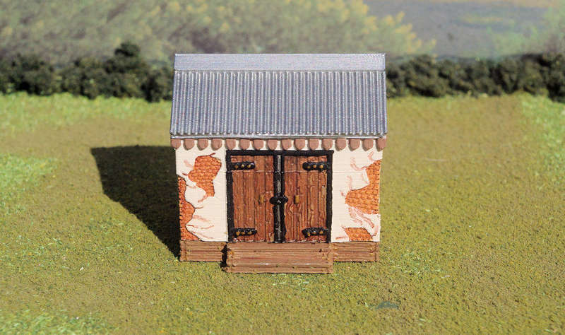 1/56 (28mm) Scale - Dilapidated Storage Shed - Wood Base