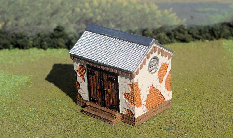 1/56 (28mm) Scale - Dilapidated Storage Shed - Wood Base