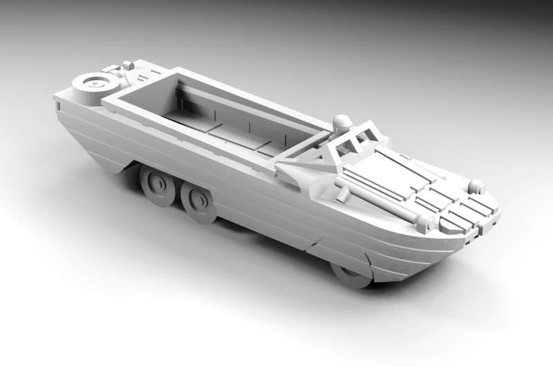 1:200 Scale - DUKW - Open Top - Closed Front Wheel