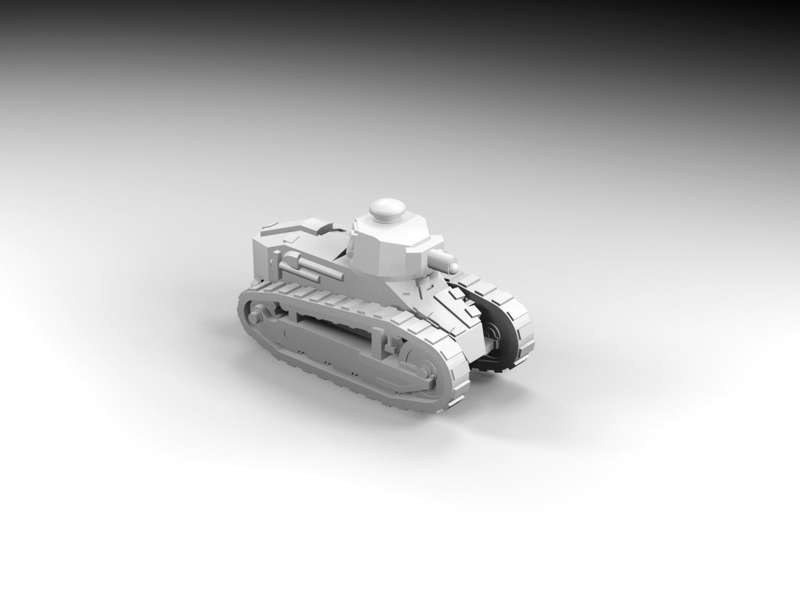 1:100 Scale - M1917 - 6T - No Trench Crossing Tail - 37mm Turret