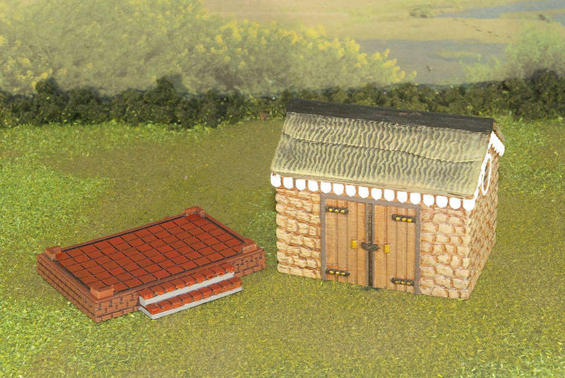 1:35 Scale - Storage Shed - Stone - Brick Base