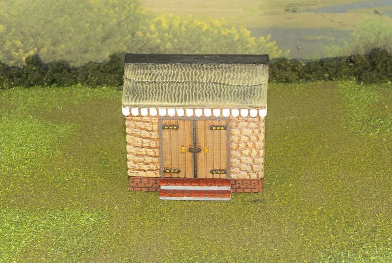 1:72 Scale - Storage Shed - Stone - Brick Base