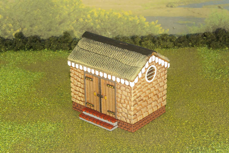 1:72 Scale - Storage Shed - Stone - Brick Base