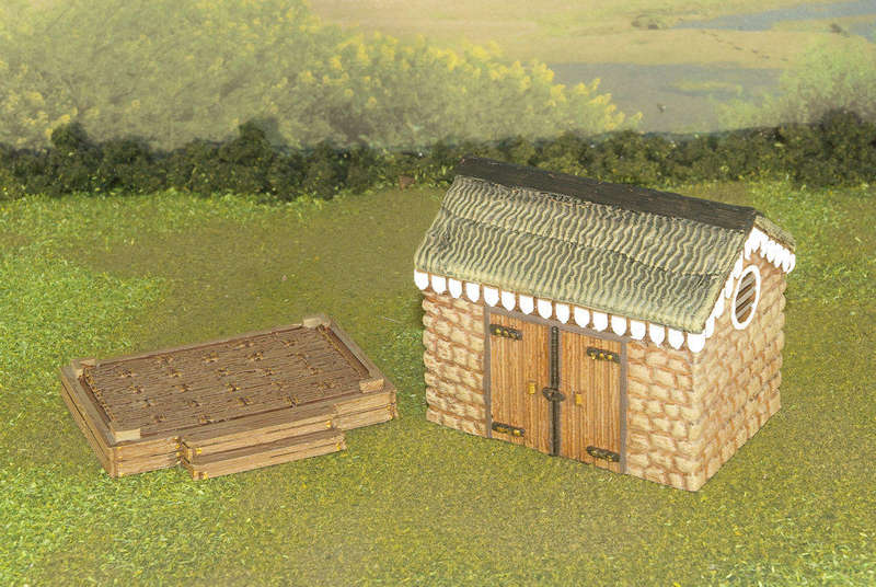 1:35 Scale - Storage Shed - Stone - Wood Base