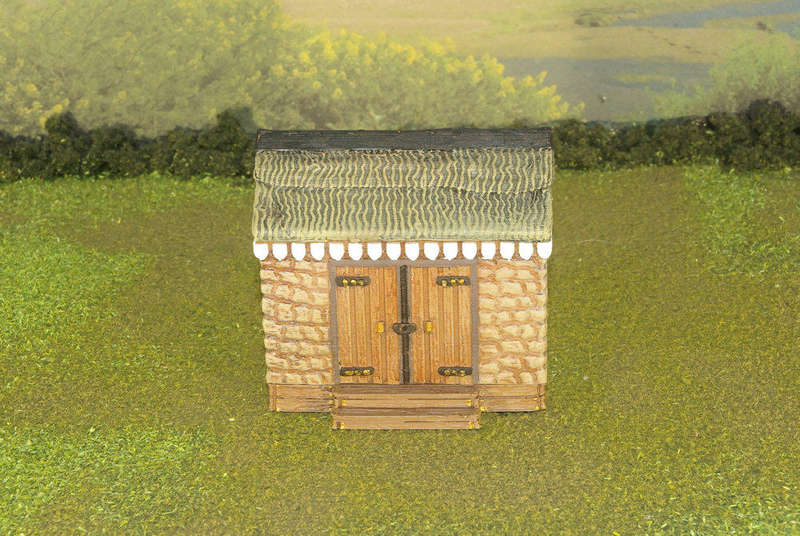 1:35 Scale - Storage Shed - Stone - Wood Base