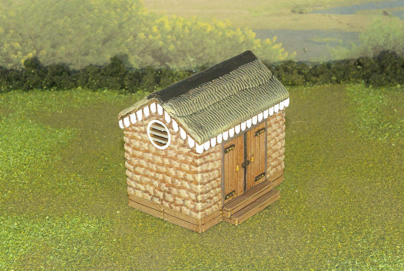 1:35 Scale - Storage Shed - Stone - Wood Base