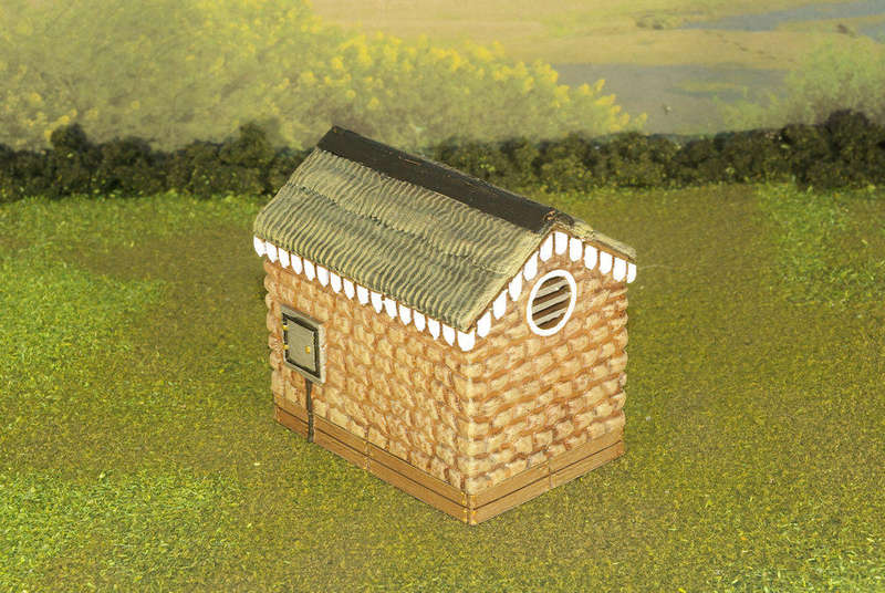 1:35 Scale - Storage Shed - Stone - Wood Base