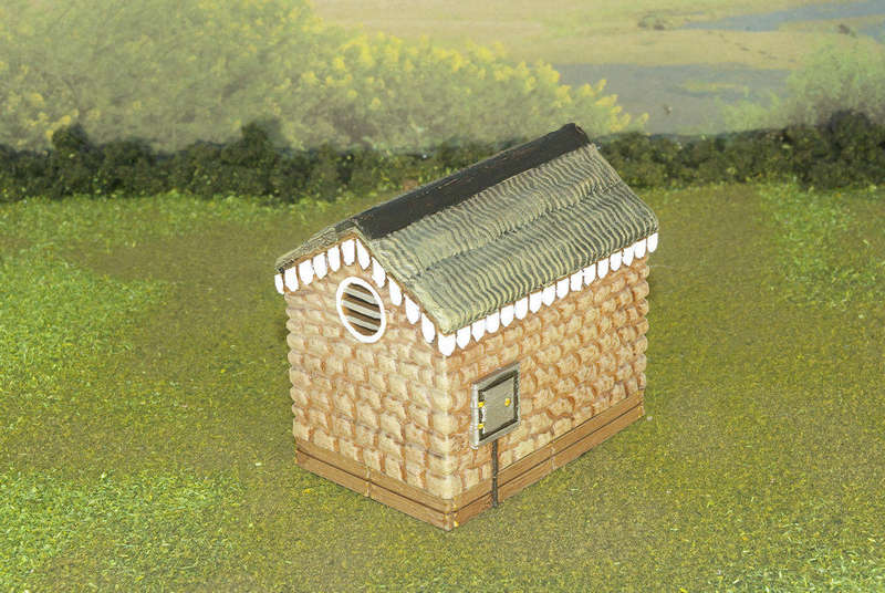 1:35 Scale - Storage Shed - Stone - Wood Base