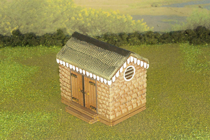 1:35 Scale - Storage Shed - Stone - Wood Base