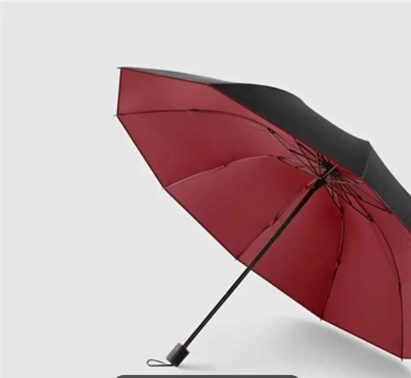 Large and durable wind proof 10 rip black and red umbrella