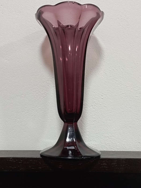 A Vintage pressed glass Flute vase..DarkPurple