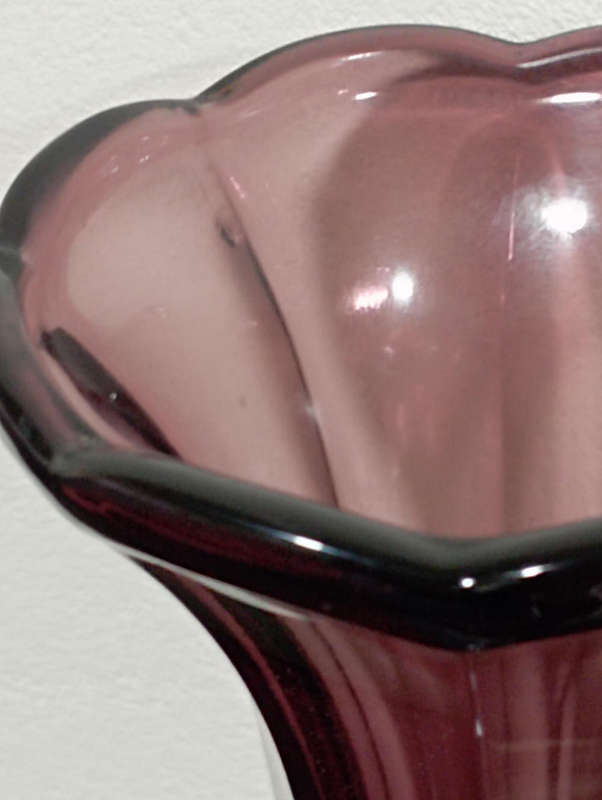 A Vintage pressed glass Flute vase..DarkPurple