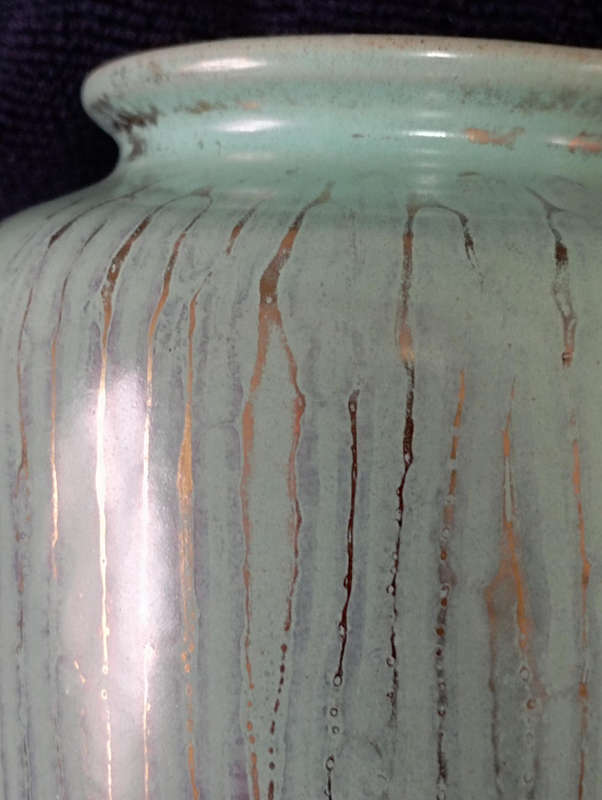 West Germany Vase..Teal with gold drip