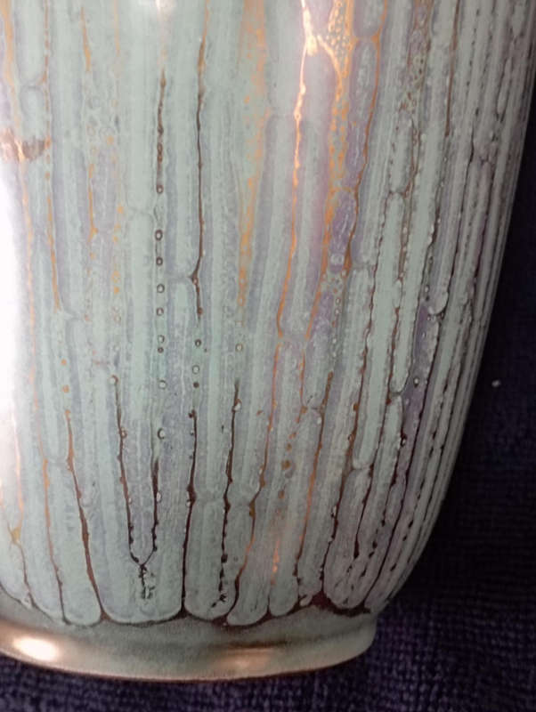 West Germany Vase..Teal with gold drip