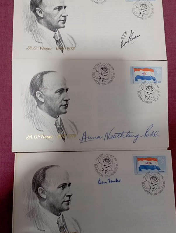FDC X10  A .G. Visser 1978 signed by South African writers