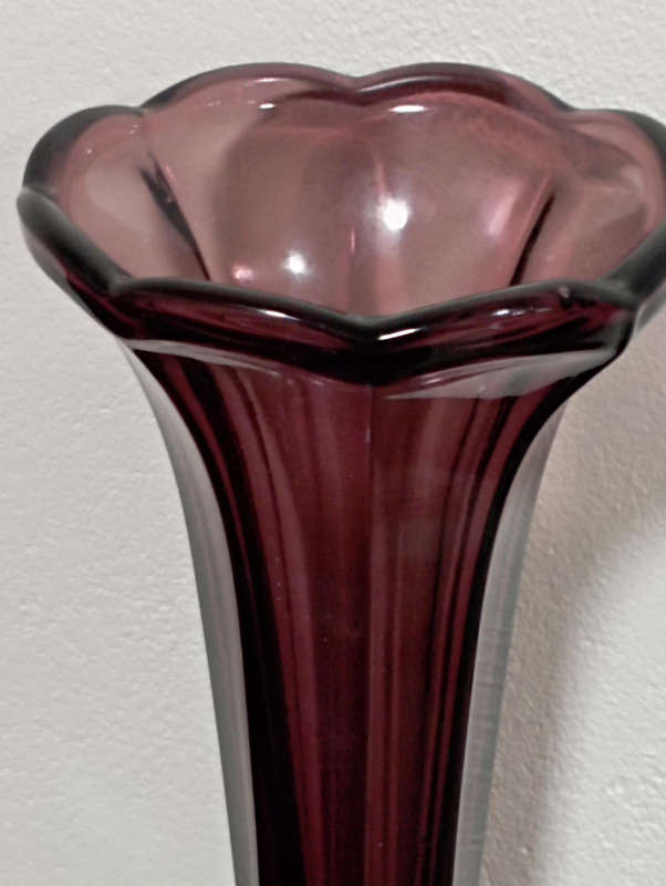A Vintage pressed glass Flute vase..DarkPurple