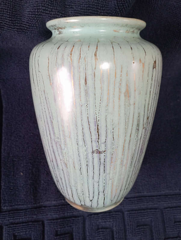 West Germany Vase..Teal with gold drip