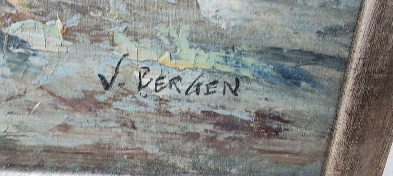 Awesome 20th century Parisian Street scene Oil Painting by V.Bergen