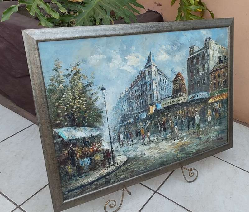 Awesome 20th century Parisian Street scene Oil Painting by V.Bergen