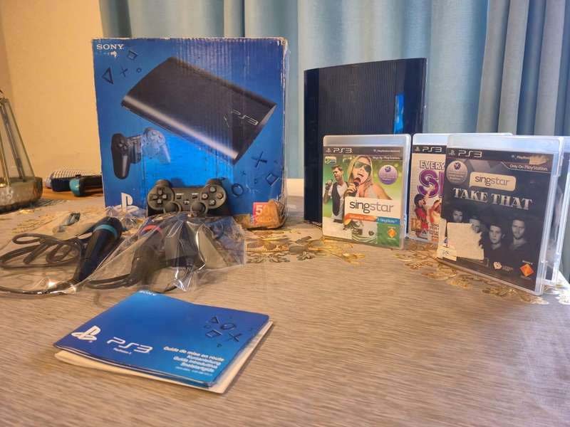 PS3 500GB Super Slim, Sing Star Kit, Many Games (Pre-owned)