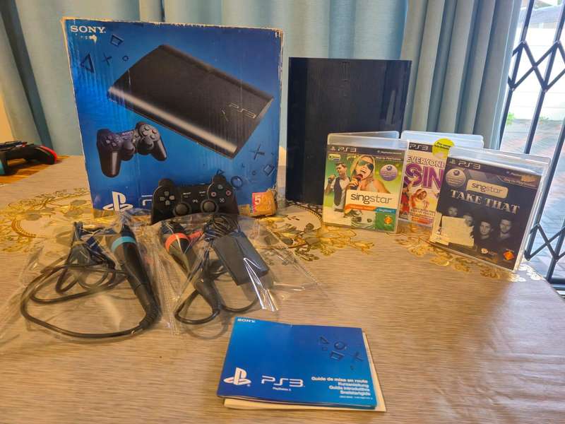 PS3 500GB Super Slim, Sing Star Kit, Many Games (Pre-owned)