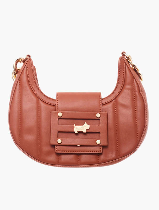 Scotty Bags & co. Saddle Tan The Glamour Baguette With Gold Chain