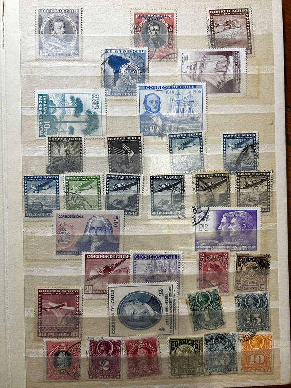 stamp album mostly chile stamps