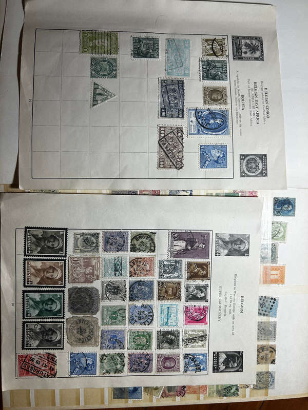 Stamp album. Old Belgium stamps