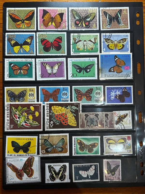 Sheet of butterfly stamps