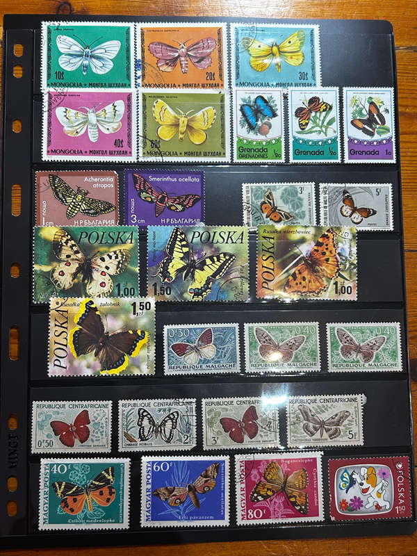 Sheet of butterfly stamps