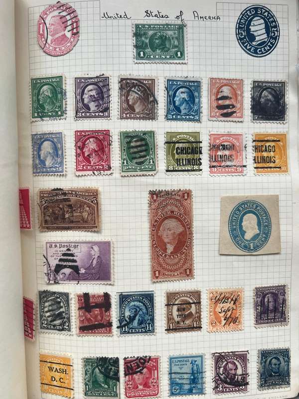 Worldwide Vintage Stamp Album   Countries Including Great Britain, Canada, Germany, France and more