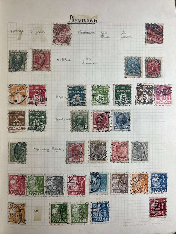 Worldwide Stamp Collection Album - 200+ hinged and used stamps. relatively full