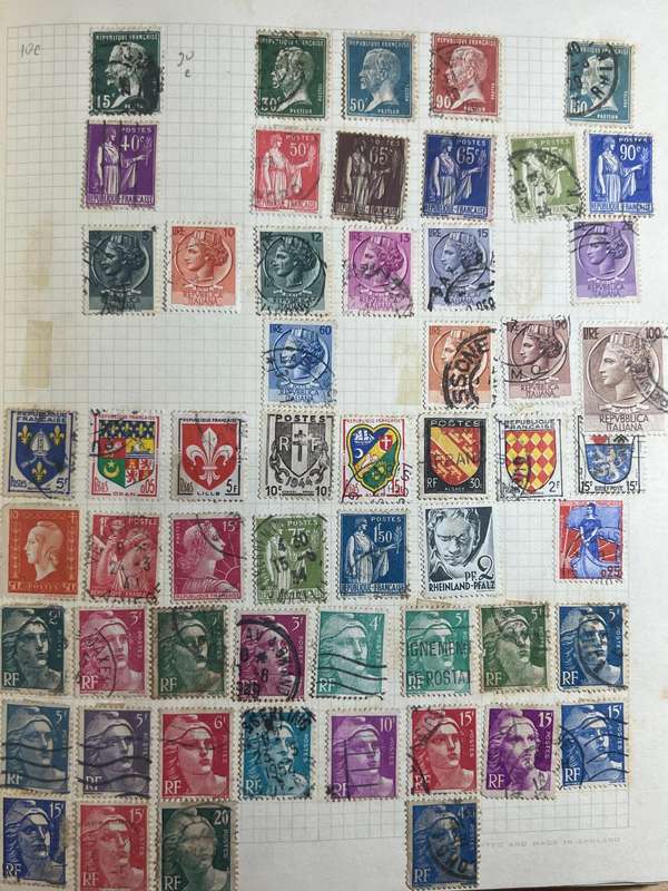 Worldwide Stamp Collection Album - 200+ hinged and used stamps. relatively full