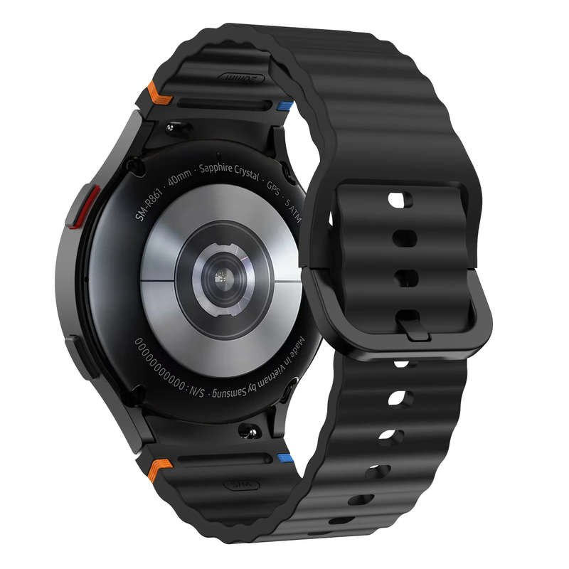 Sporty Silicone Samsung Galaxy Watch Straps (Black, Galaxy 7 40mm 44mm)