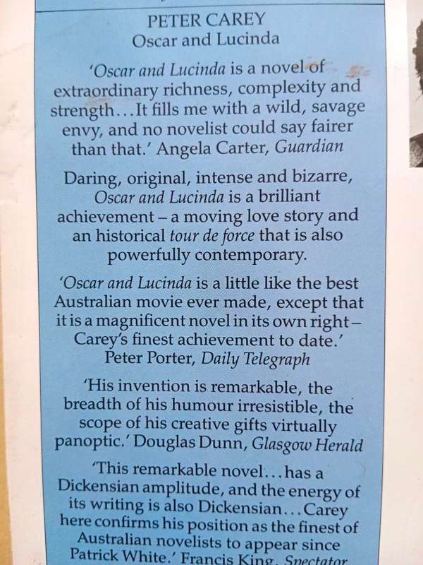 Oscar and Lucinda, Peter Carey