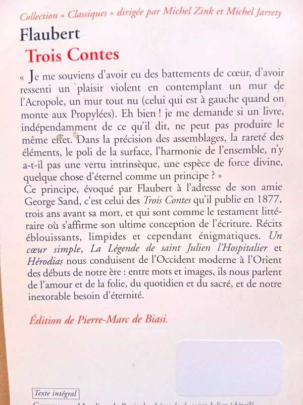 Trois Contes, Gustave Flaubert