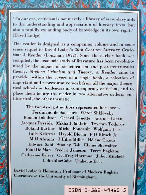Modern Criticism and Theory, ed. David Lodge