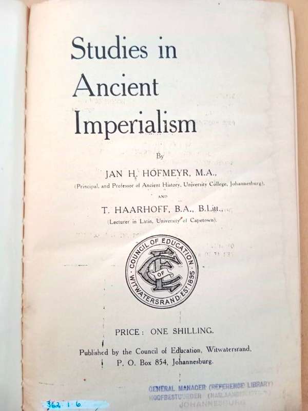 Studies in Ancient Imperialism, Jan H. Hofmeyr and T. Haarhoff